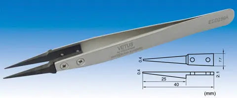 ESD Exchange Tip Tweezers- Vetus Replaceable Tip Stainless Steel Tweezers