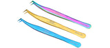 Vetus Tweezer 90 Degree Hook Tip Premium Boot Style Eyelash Extension Volume Tweezer MCS-31 3 color tweezers gold is center