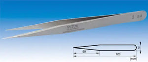 3-SA Type No.3 Straight (Fine Tip) High Precision Vetus Stainless Tweezers - Electro-Optix Inc.