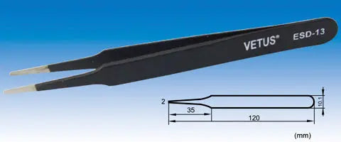 ESD Tweezers - Anti Magnetic Precision Stainless Steel Vetus Tweezers