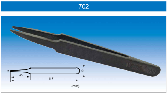 -702 Vetus Plastic Fiber Tweezers vetustweezers dimensions