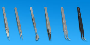 Various style Vetus tweezers aligned vertically SA, ST, ESD, ESD Exchange Tips, Wafer handling  Tweezers, Ceramic Tip Tweezers