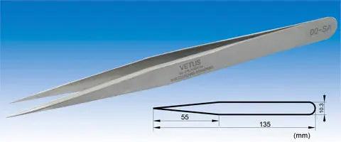 00-SA Type No.00 Straight (Fine Tip) High Precision Vetus Stainless Tweezers - Electro-Optix Inc.