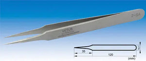 2-SA Type No.2 Straight (Medium Point) High Precision Vetus Stainless Tweezers - Electro-Optix Inc.