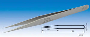 27-SA Type SS Straight ( Long Fine Tip) High Precision Vetus Stainless Tweezers - Electro-Optix Inc.
