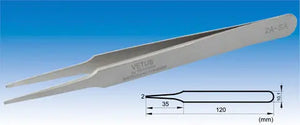 2A-SA Type No.2A Straight (Round Point) High Precision Vetus Stainless Tweezers - Electro-Optix Inc.