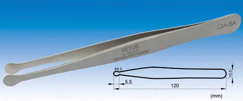 33A-SA Type SS Straight ( Flat Pad Tip ) High Precision Vetus Stainless Tweezers - Electro-Optix Inc.