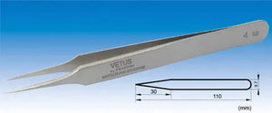 4-SA Type SS Tapered ( Long Fine Tip) High Precision Vetus Stainless Tweezers - Electro-Optix Inc.