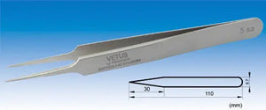 5-SA Type SS Tapered ( Long Fine Tip) High Precision Vetus Stainless Tweezers - Electro-Optix Inc.