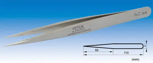 AC-SA Type SS Straight ( Long Fine Tip) High Precision Vetus Stainless Tweezers - Electro-Optix Inc.