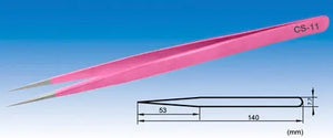 Electro-Optix Inc. CS-11 Type Eyelash Extension Tweezer Straight (Very Fine Tip) Precision Vetus Stainless Tweezers Pink vetustweezers Electro-Optix Inc.