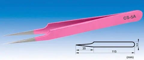Electro-Optix Inc. CS-5A Type Isolation Eyelash Extension Tweezer( Short Fine Oblique Tips) High Precision Vetus Stainless Tweezers Pink vetustweezers Electro-Optix Inc.