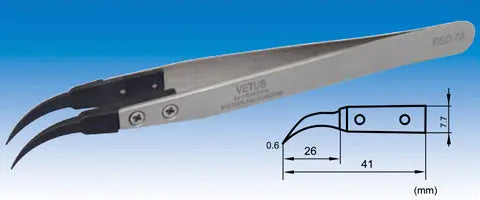 ESD-7A Exchange Tip Electro Static Discharge Safe Vetus Stainless Tweezers - Electro-Optix Inc.