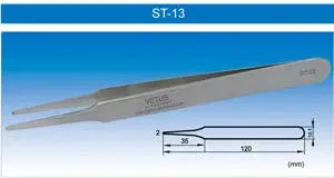 ST-13 Type No.2A (Broad Tip) Precision Vetus Stainless Tweezers - Electro-Optix Inc.