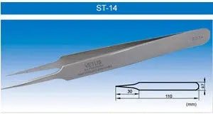 ST-14 Type No.5 (Super Fine Tip) Precision Vetus Stainless Tweezers - Electro-Optix Inc.