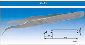 thumbnail image 2 of VETUS Original Stainless Steel Switzerland Tweezers ST-16 – High Quality 2 of 4