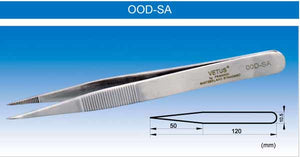 Electro-Optix Inc. 00D-SA  (Short Fine Tip Serrated Tips ) High Precision Vetus Stainless Tweezers Vetus Tweezers  Electro-Optix Inc.